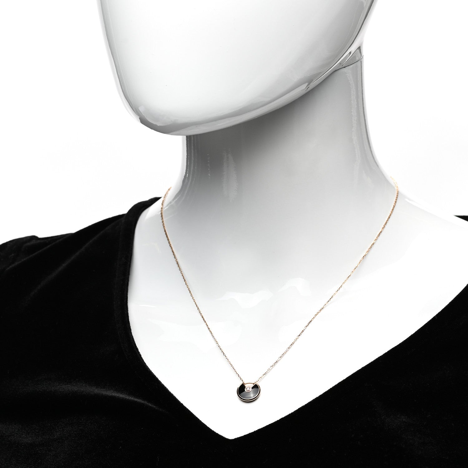 Cartier 18K Pink Gold Diamond Black Onyx XS Amulette de Cartier Pendant Necklace 2 of 5