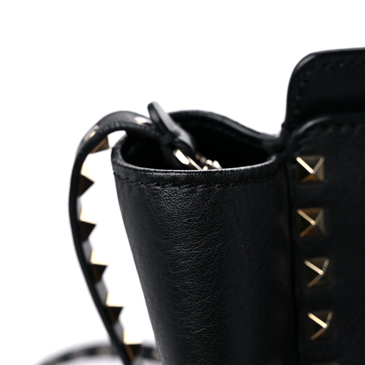 Vitello Rockstud Double Handle Tote Black