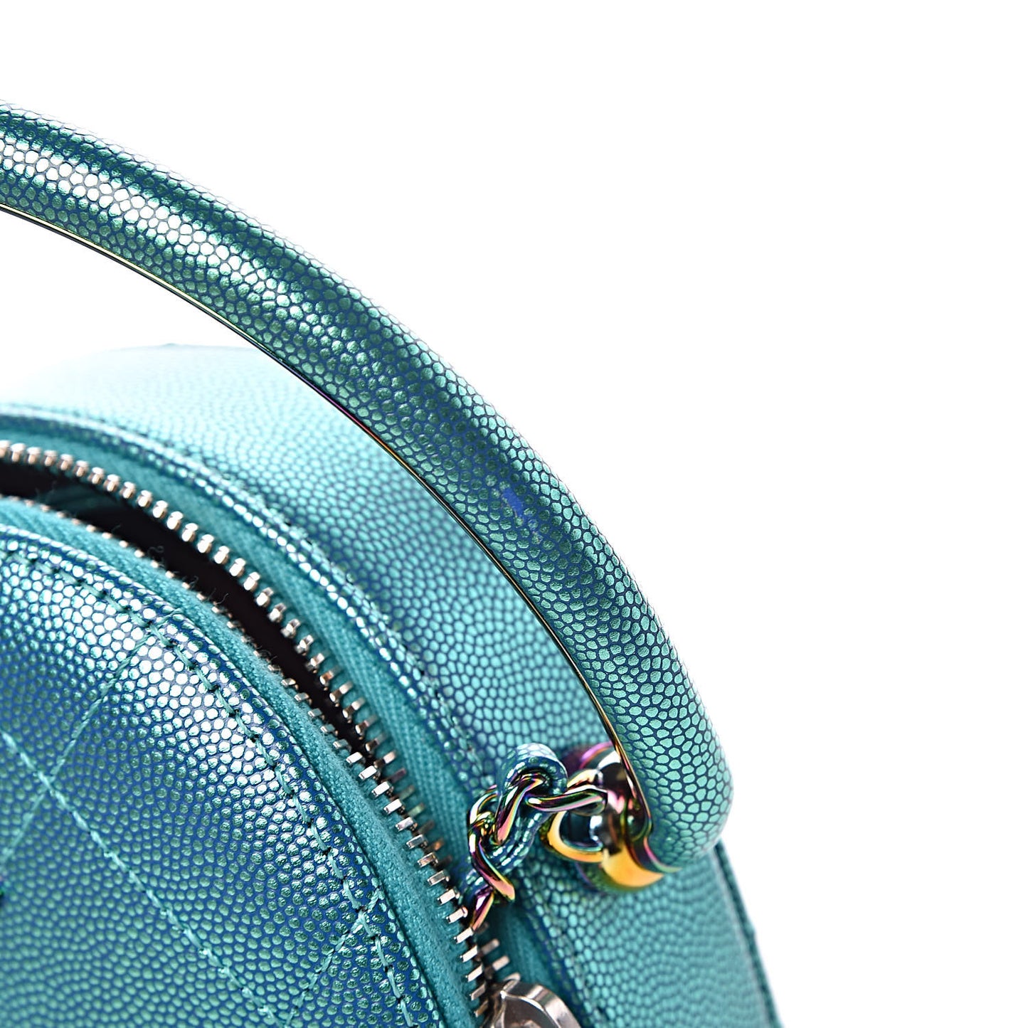 Metallic Caviar Quilted Camera Case Blue