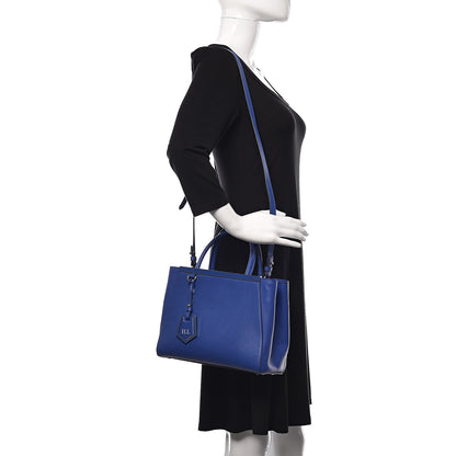 Fendi Vitello Elite Petite 2Jours Tote Blue Neon 2 of 10