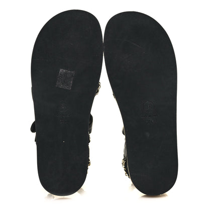 Chanel Lambskin Chain Sandals 37 Black 5 of 8