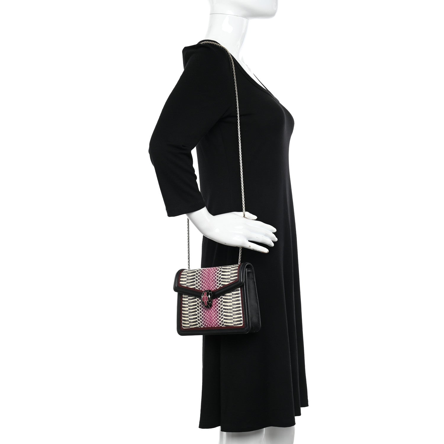 Bulgari Calfskin Elaphe Serpenti Forever Crossbody Bag Ruby Wine Black Multicolor 2 of 12