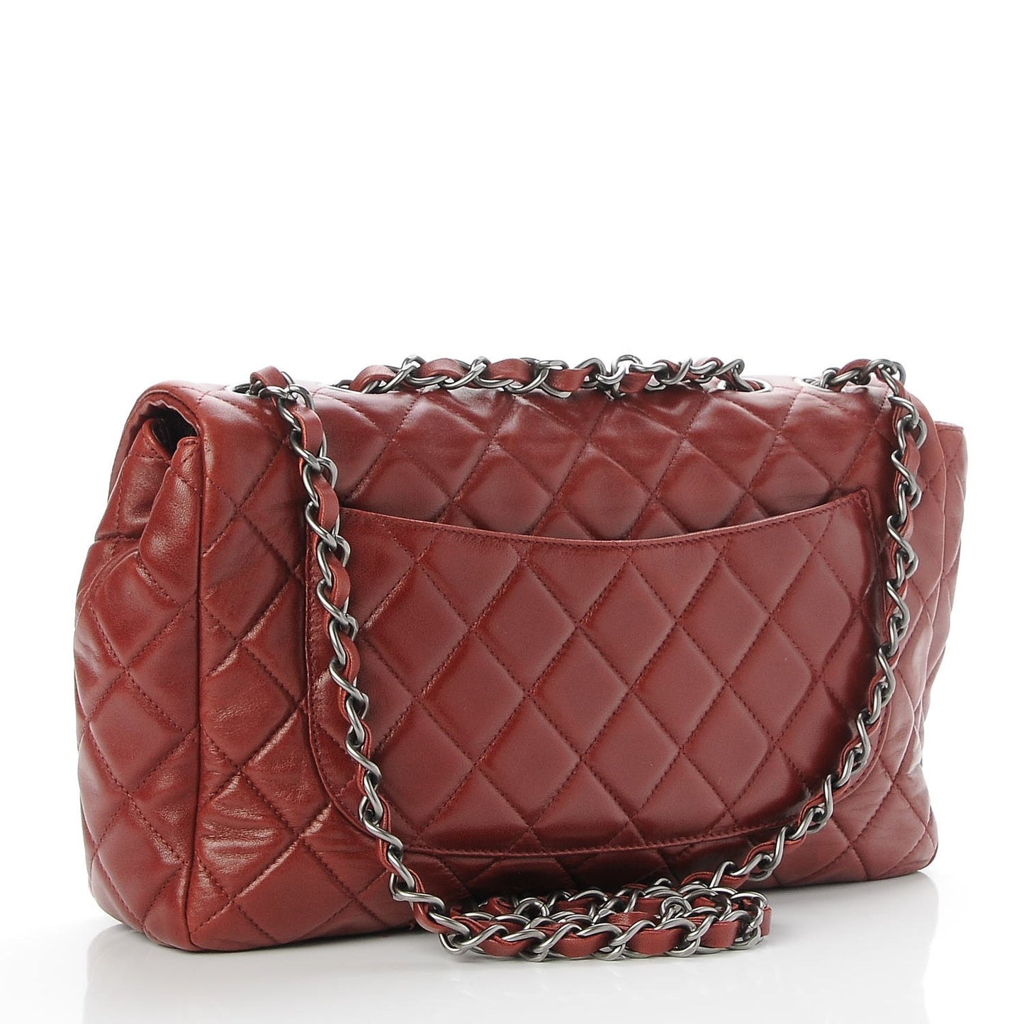 Lambskin Quilted Jumbo Single Flap Dark Red