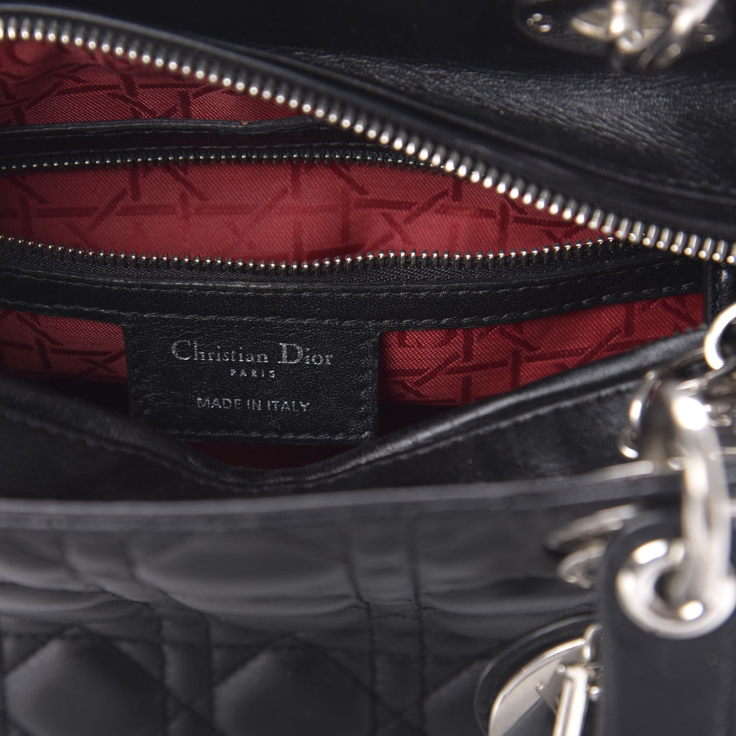 Lambskin Cannage Medium Lady Dior Black