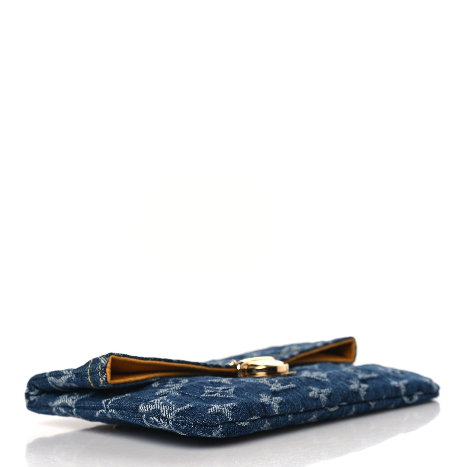 Louis Vuitton Monogram Denim Pochette Plat Clutch Blue 4 of 6