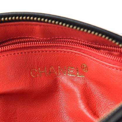 Chanel Satin Round Quilted Jeweled Charm Cosmetic Case Black 6 of 9