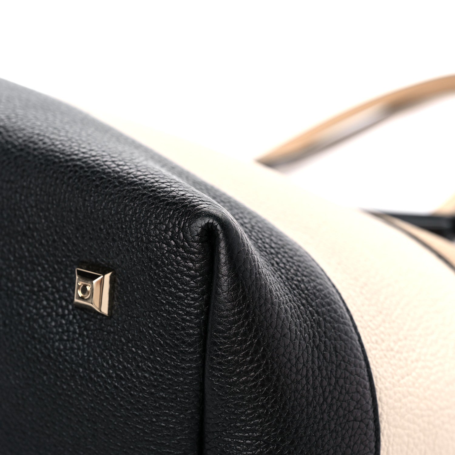 Salvatore Ferragamo Calfskin Tri-Color Studio Tote Dune Bone Black 11 of 20