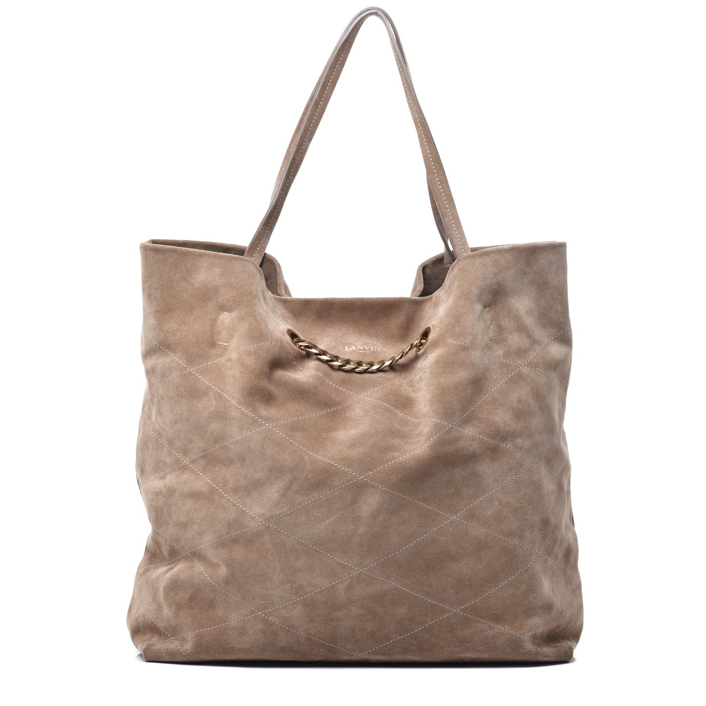 Suede Quilted Carry Me Tote Taupe
