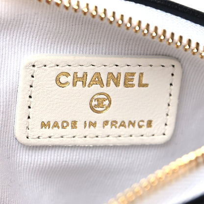Chanel Canvas Calfskin Tennis Racket Clutch With Chain White Black 6 of 11