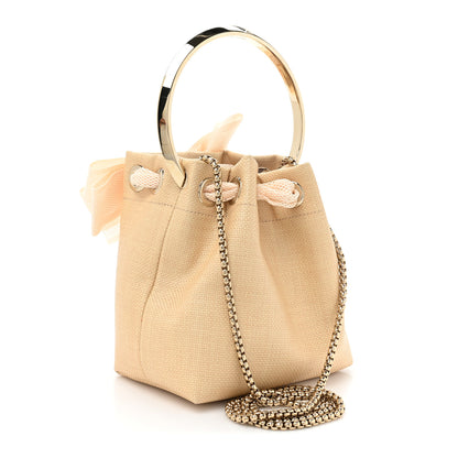 Jimmy Choo Raffia Mesh Bon Bon Bow Bucket Bag Natural 3 of 8