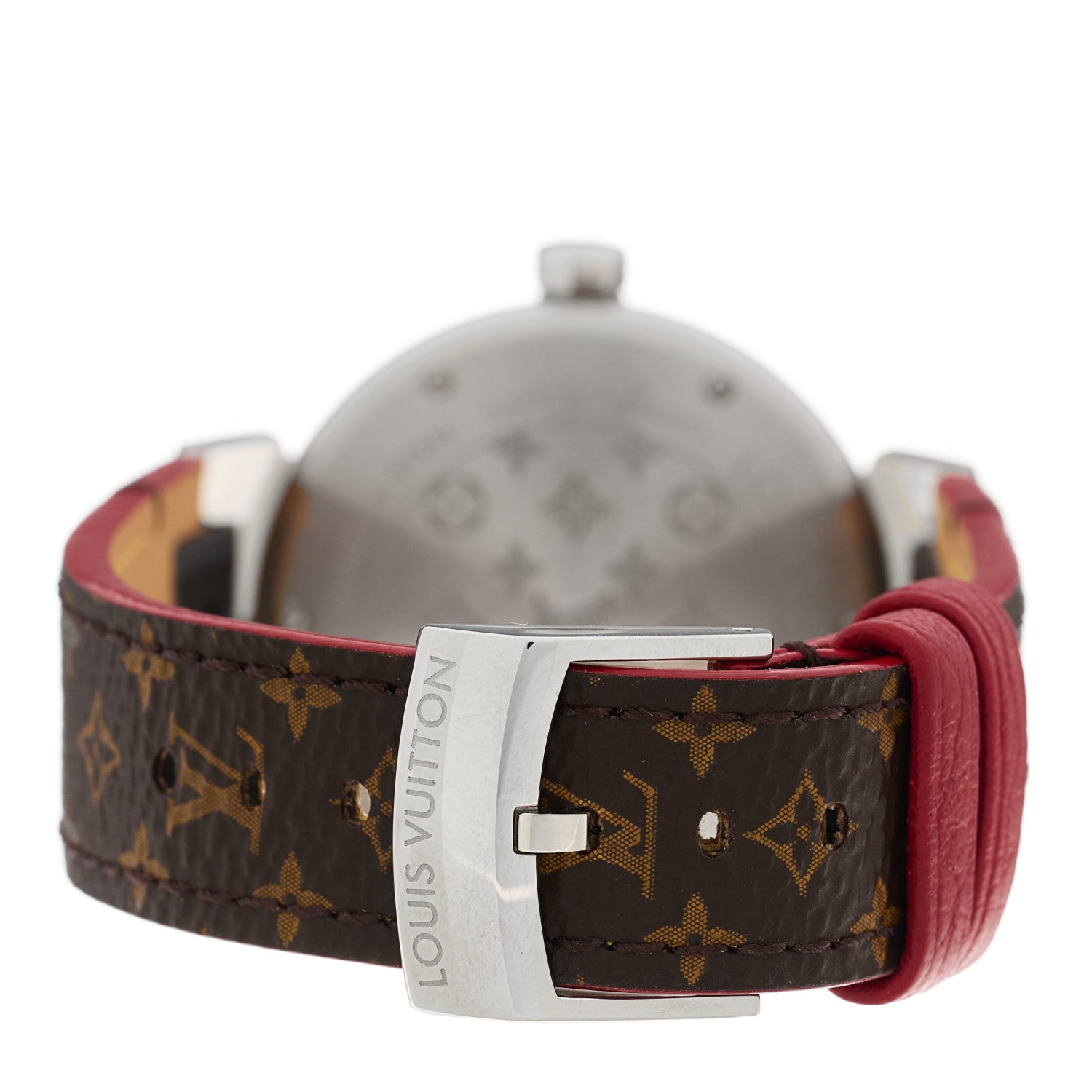 Louis Vuitton Stainless Steel Monogram 34mm Tambour Quartz Watch Brown 3 of 4