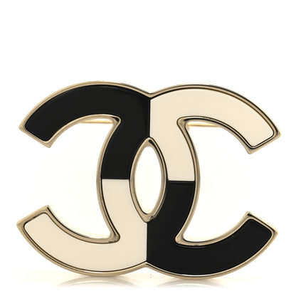 Chanel Enamel CC Brooch Black White Gold 1 of 4