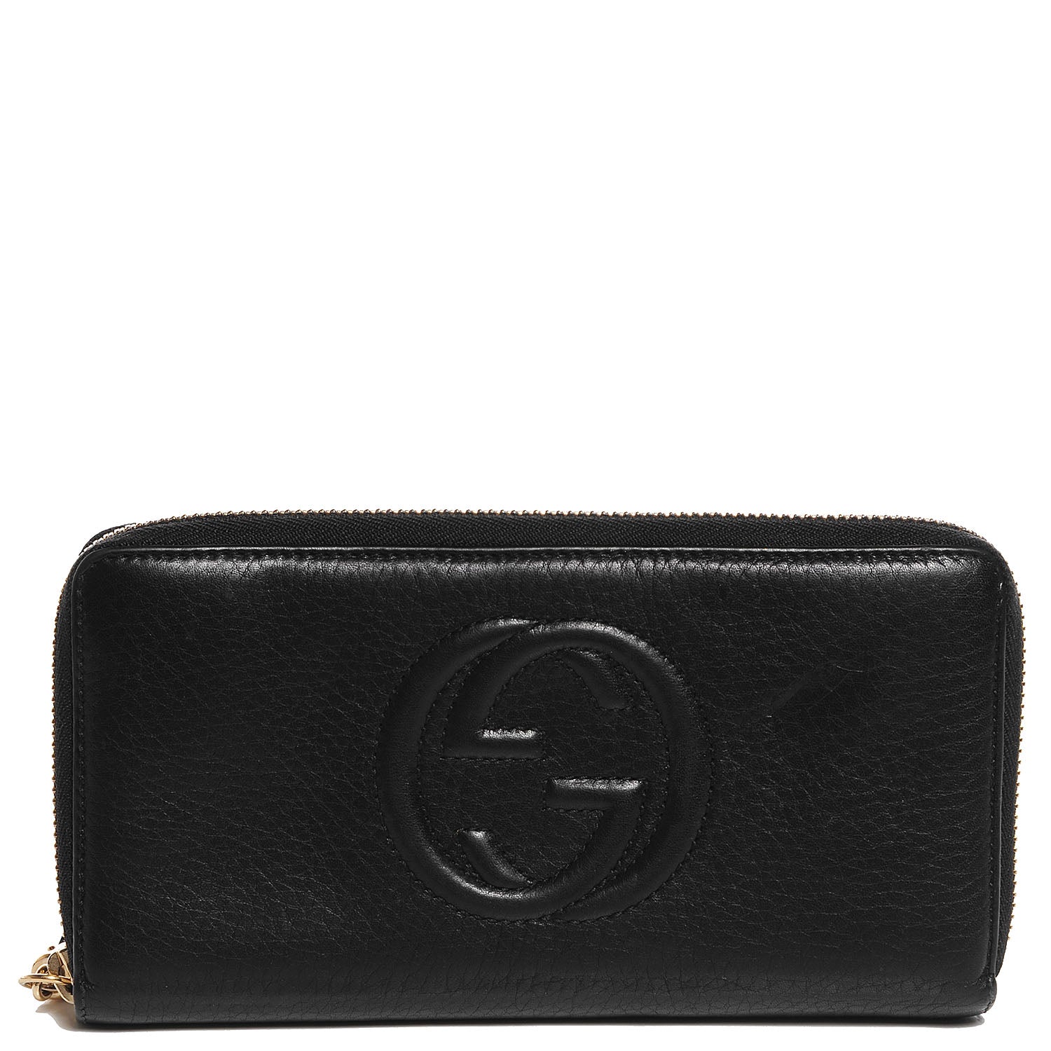 Gucci Pebbled Calfskin Soho Zip Around Wallet Black 1 of 7