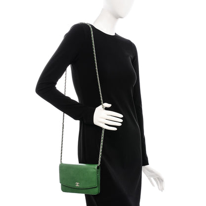 Chanel Caviar Sevruga Wallet on Chain WOC Green 2 of 8