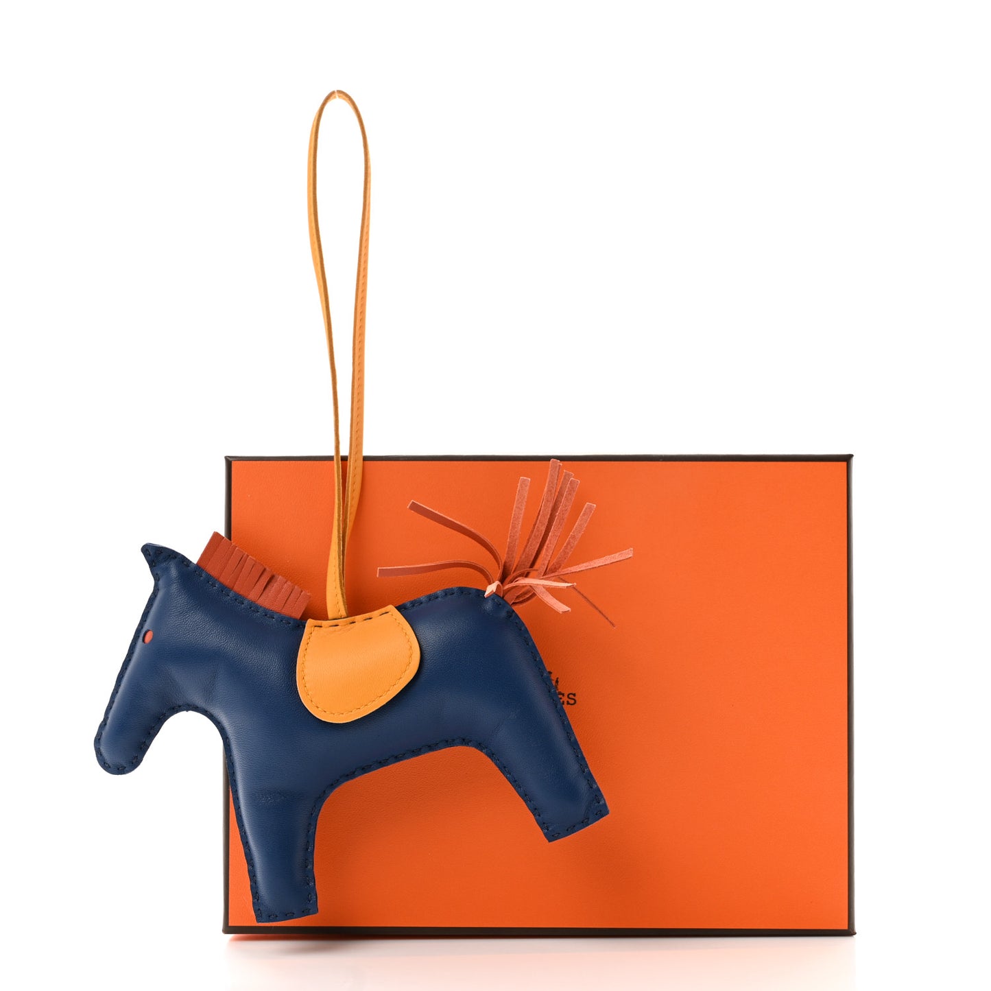 Milo Lambskin Grigri Rodeo Horse Bag Charm GM Bleu de Malte Cornaline Jaune D'Or