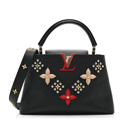 Louis Vuitton Taurillon Mechanical Flowers Smile Capucines PM Black 1 of 9