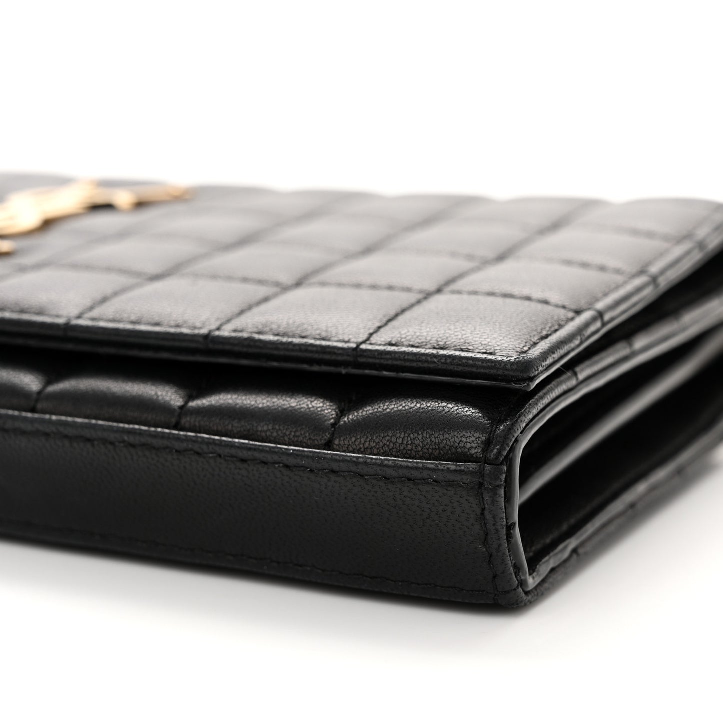 Lambskin Carre Quilted Cassandre Chain Wallet Black
