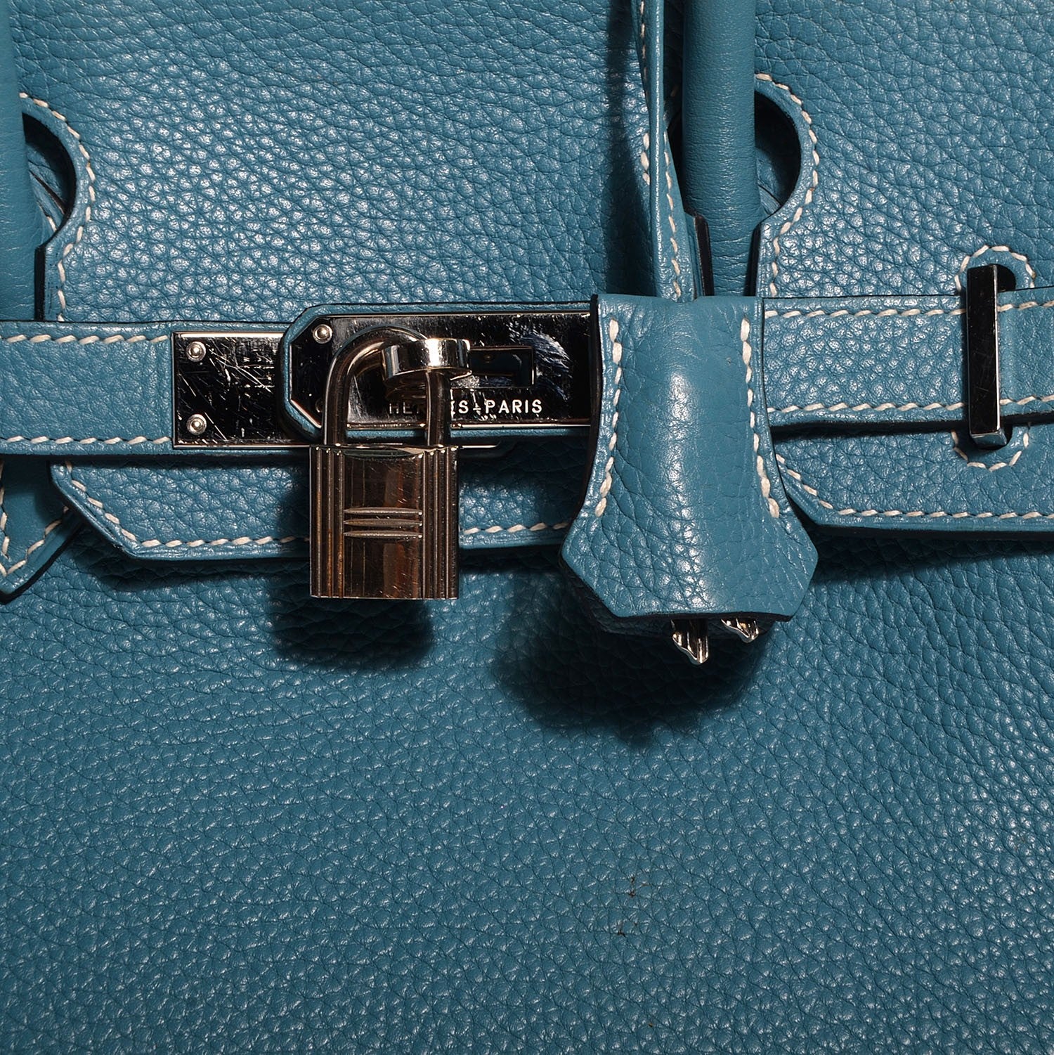 Hermes Taurillon Clemence Birkin 30 Blue Jean 20 of 21