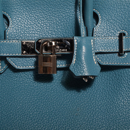 Hermes Taurillon Clemence Birkin 30 Blue Jean 20 of 21