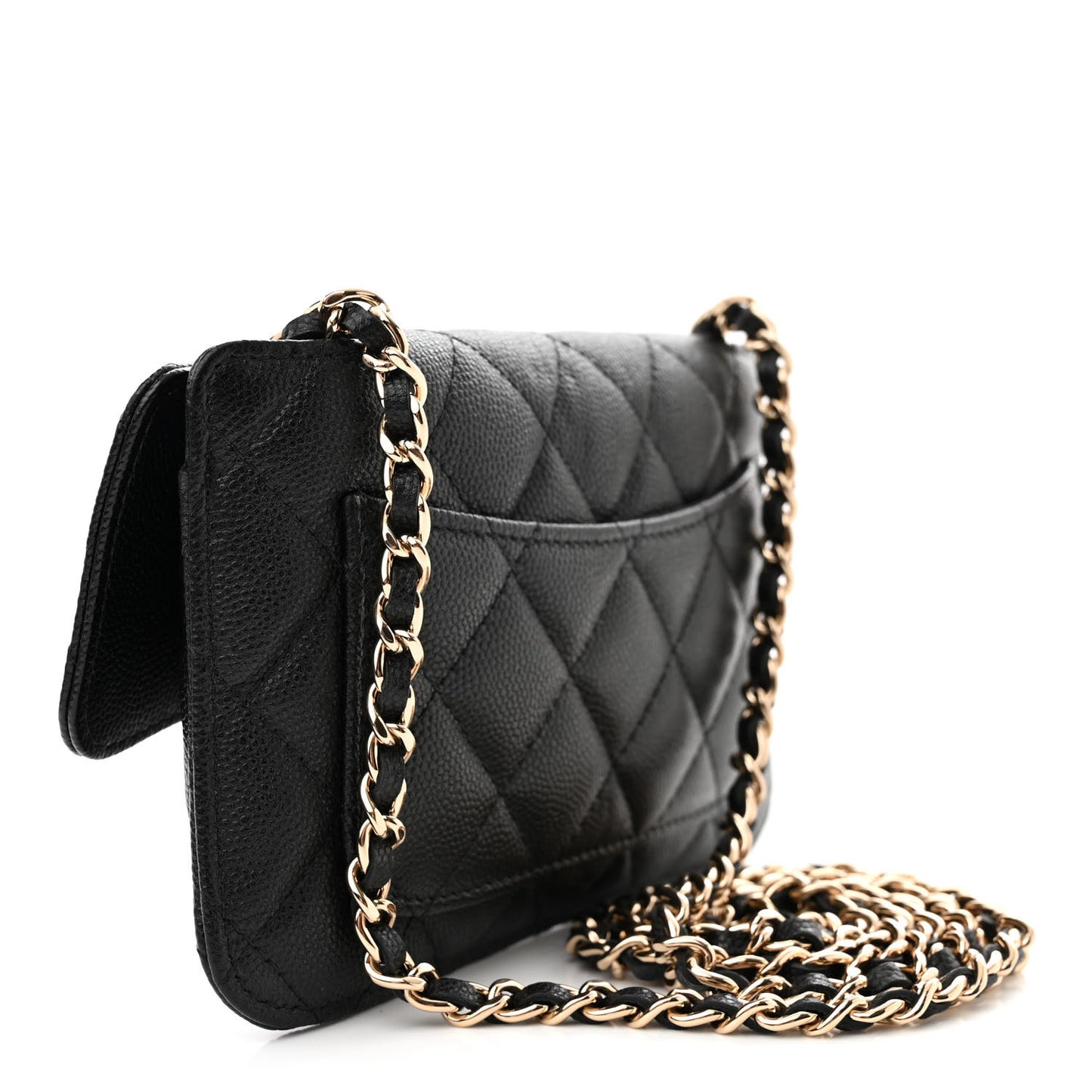 Caviar Fabric Graffiti Foldable Tote Bag With Chain Black Multicolor