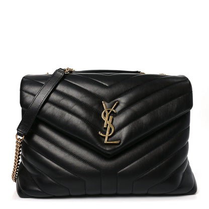 Saint Laurent Calfskin Y Quilted Monogram Medium Loulou Chain Satchel Black 1 of 10