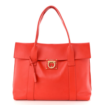 Salvatore Ferragamo Calfskin Large Sookie Satchel Red 3 of 12