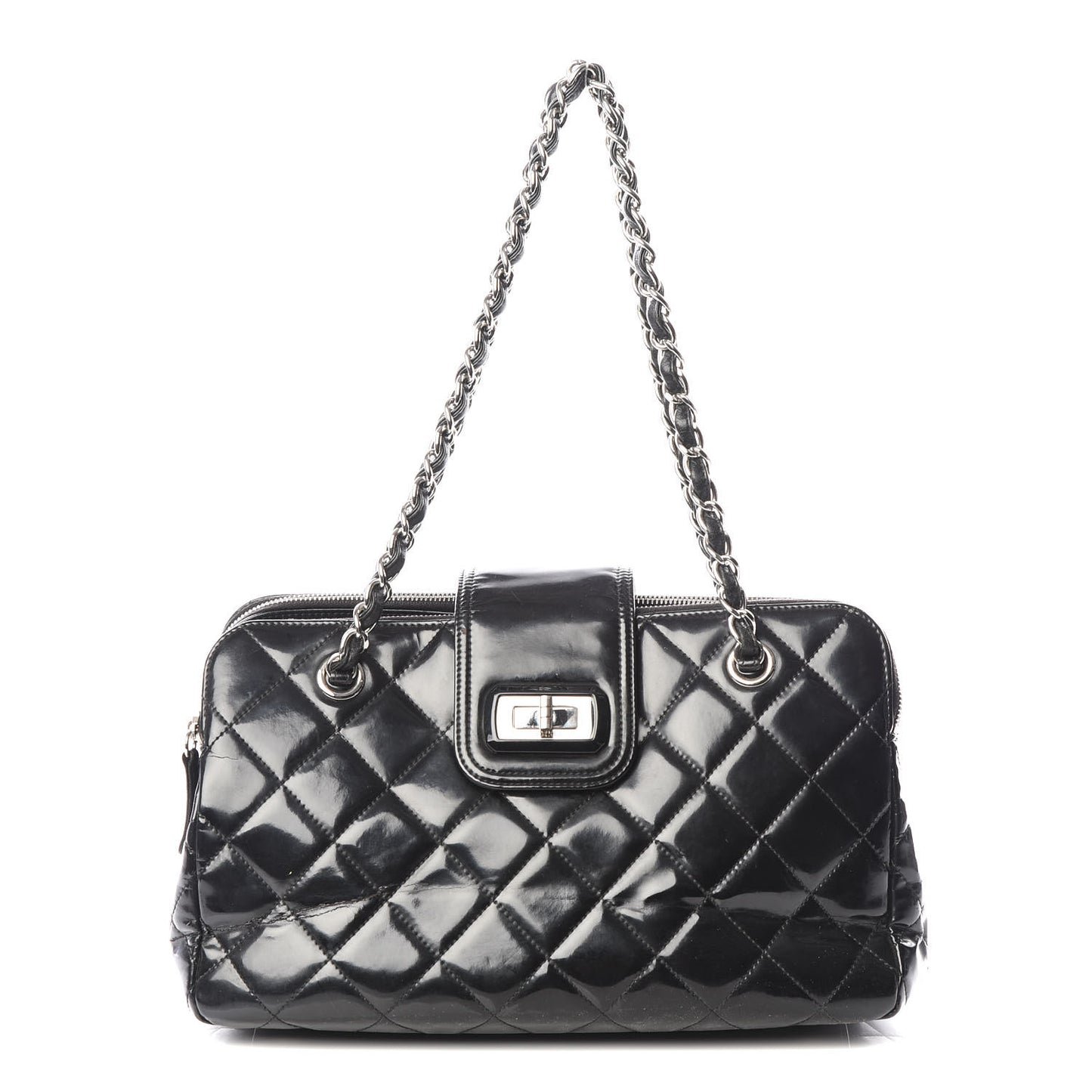 Vinyl Quilted Mademoiselle Tote Black