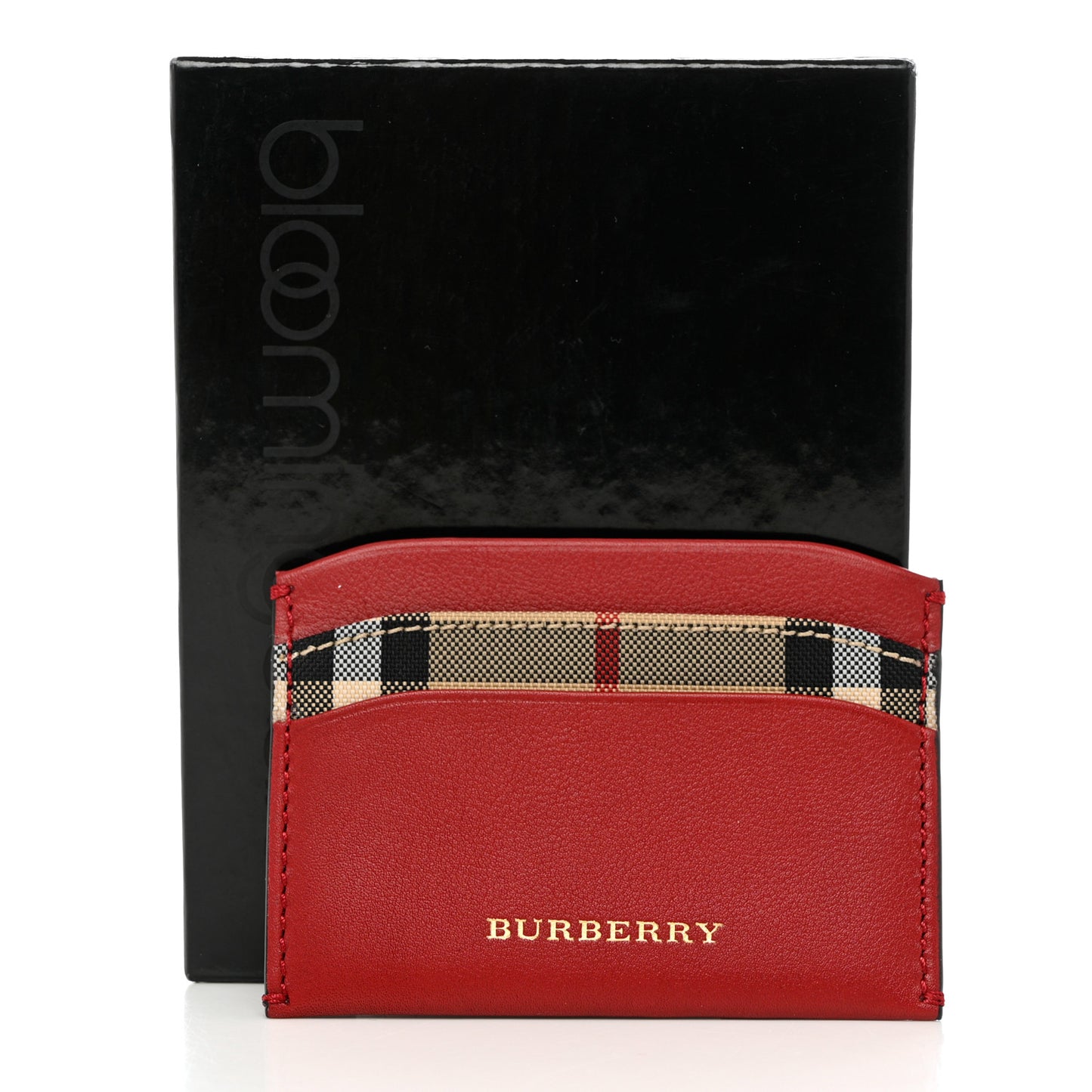 Calfskin Horseferry Check Izzy Card Case Red