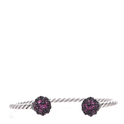 David Yurman Sterling Silver Garnet Berries Cable Bracelet 1 of 5