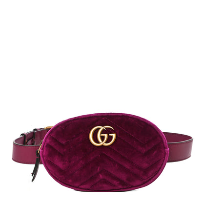 Gucci Velvet Matelasse GG Marmont Belt Bag 95 38 Fuchsia Violet Cyclamen 1 of 11