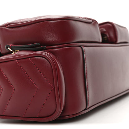 Gucci Calfskin Matelasse Small GG Marmont Multi Pocket Shoulder Bag Rosso Ancora 8 of 9