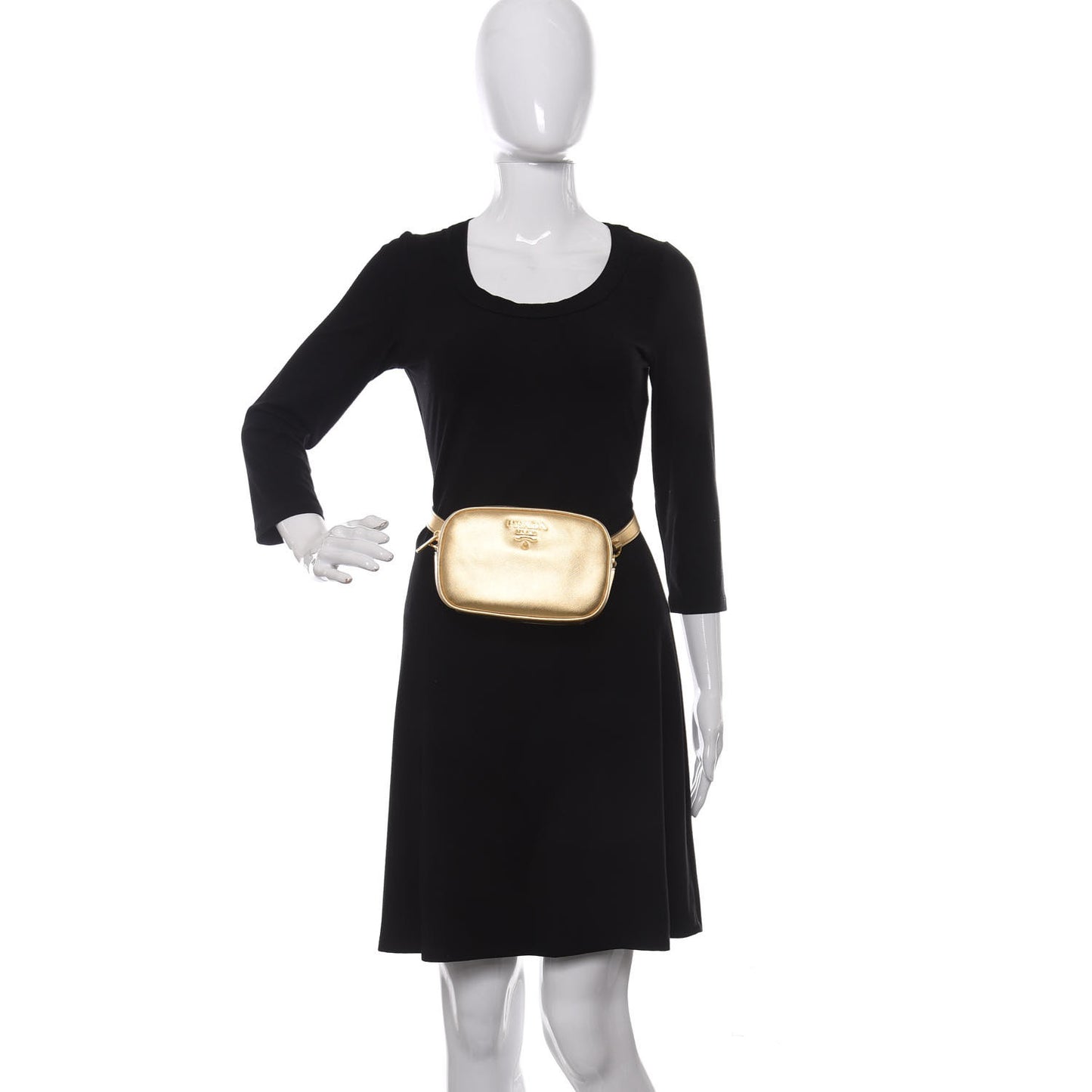 Metallic Saffiano Belt Bag Gold