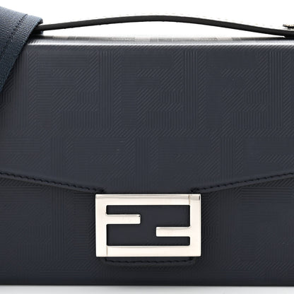 Fendi Vitello King FF Lines Embossed Baguette Soft Trunk Midnight 8 of 10