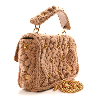 Valentino Garavani Cashmere Large Roman Stud Shoulder Bag Beige 3 of 9