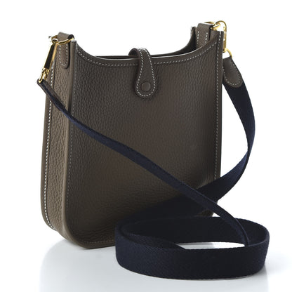 Hermes Taurillon Clemence Amazone Evelyne TPM Etoupe Bleu Indigo 3 of 10