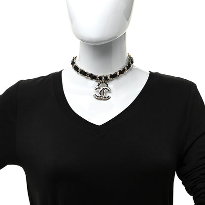Chanel Metal Lambskin CC Choker Necklace Black Gold 2 of 5