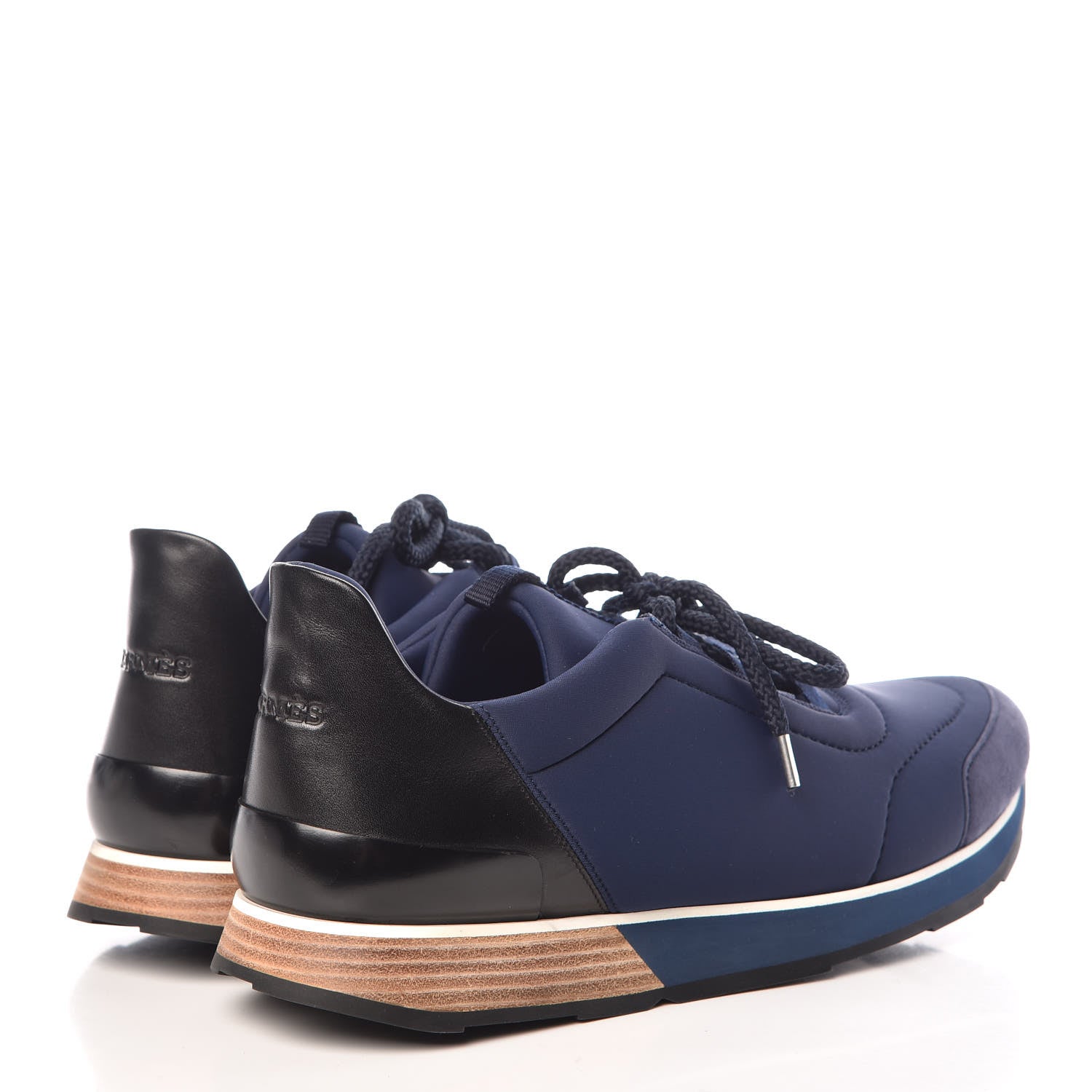 Hermes Technical Canvas Mens Miles Sneakers 43 Marine Black 4 of 8