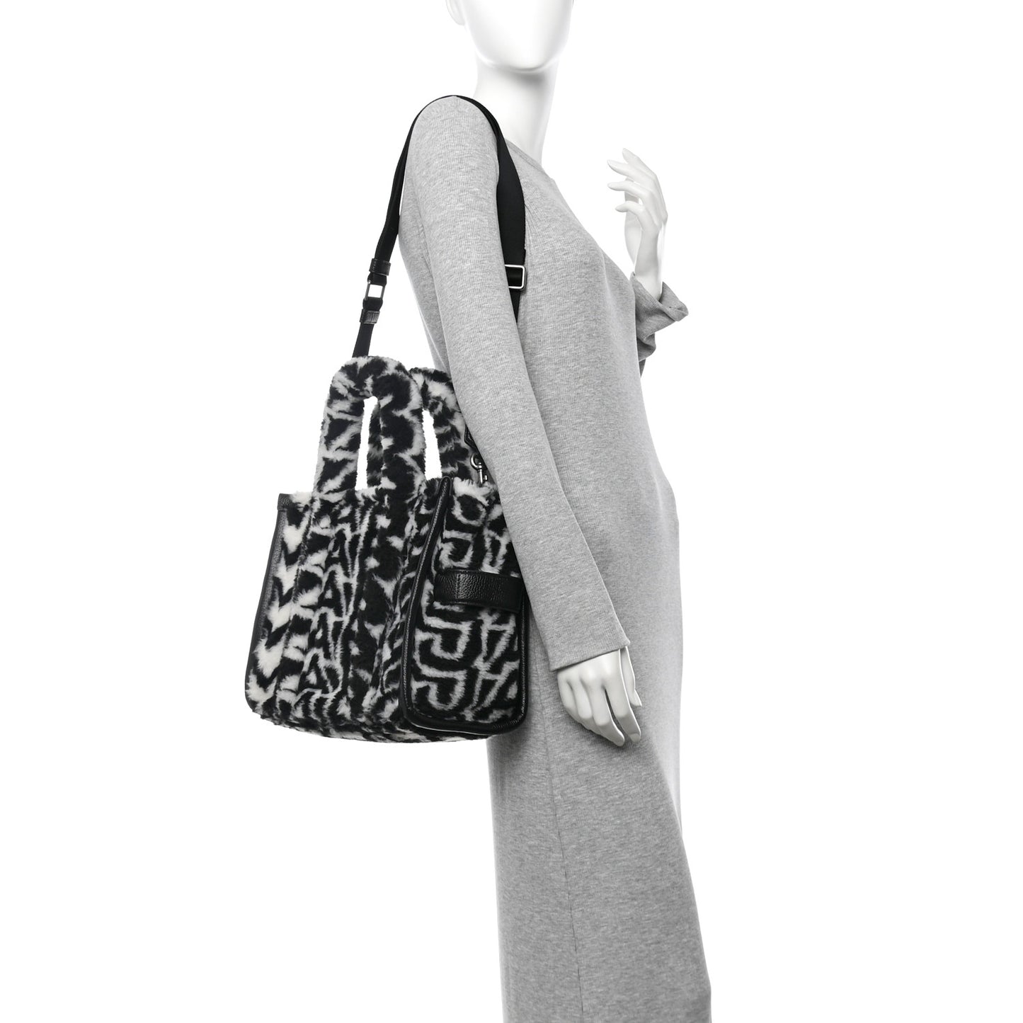 Polyester Cotton Oversized Monogram Medium Traveler Tote Bag Black Ivory