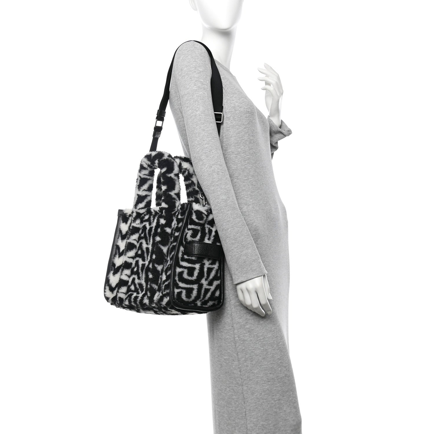 Marc Jacobs Polyester Cotton Oversized Monogram Medium Traveler Tote Bag Black Ivory 2 of 10
