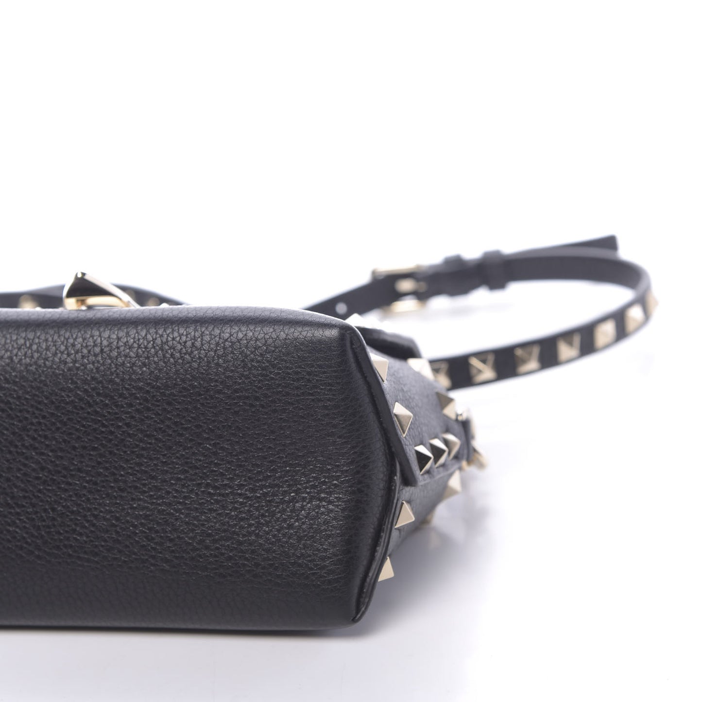 Pebbled Calfskin Mini Rockstud Crossbody Bag Black
