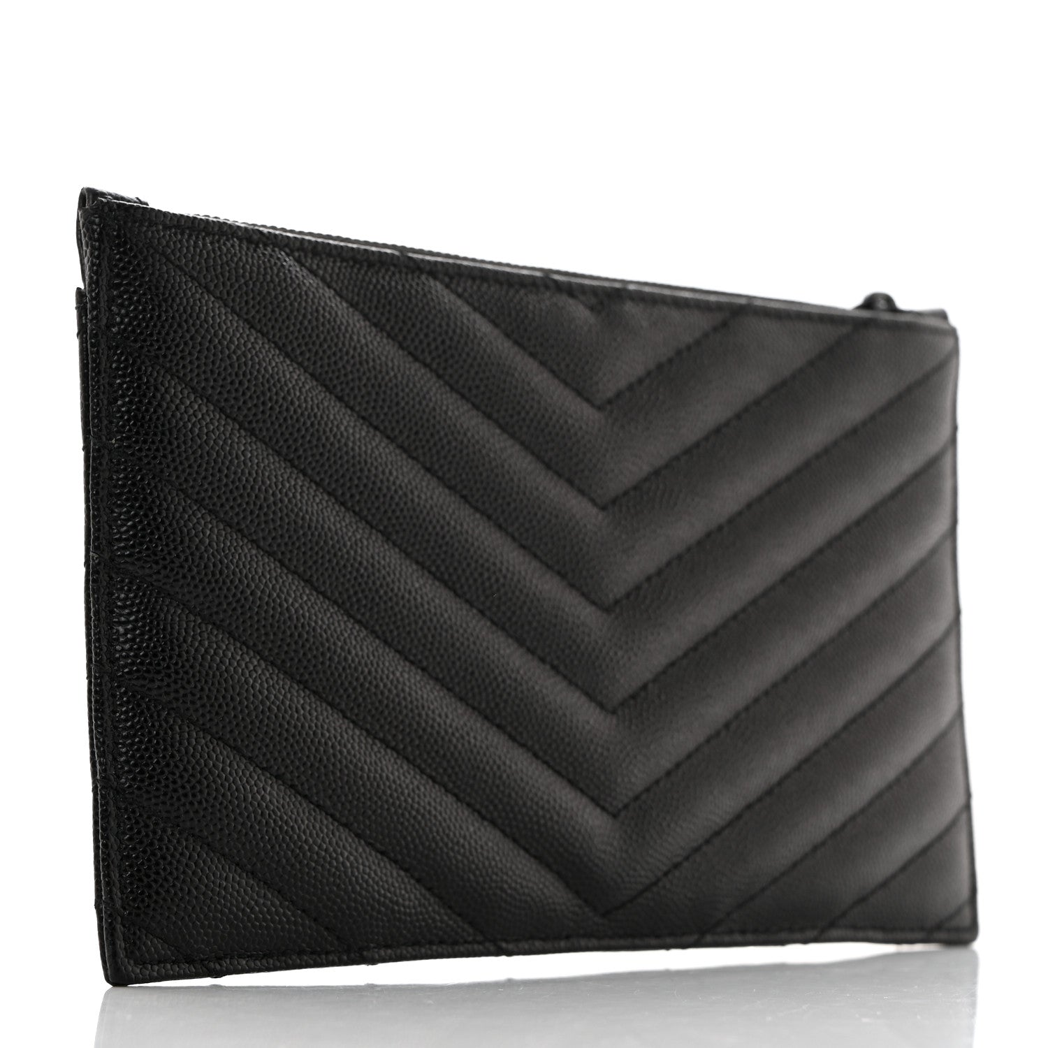 Saint Laurent Grain De Poudre Chevron Monogram Monochrome Bill Pouch Black 3 of 8
