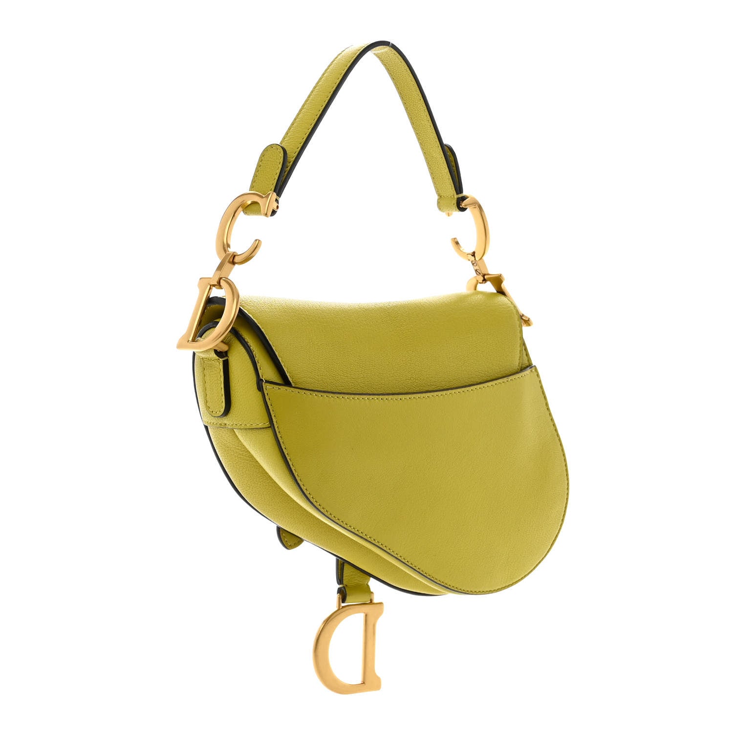 Christian Dior Goatskin Mini Saddle Bag Lime 3 of 10