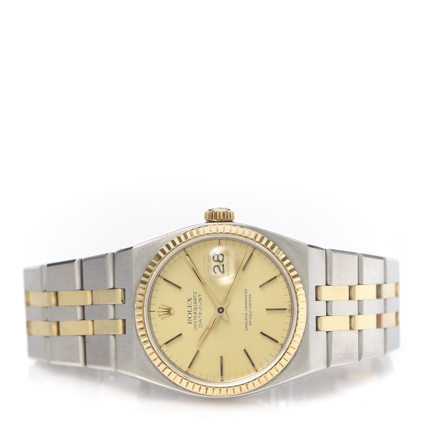 Stainless Steel 18K Yellow Gold 36mm Oysterquartz Datejust Watch Champagne 17013