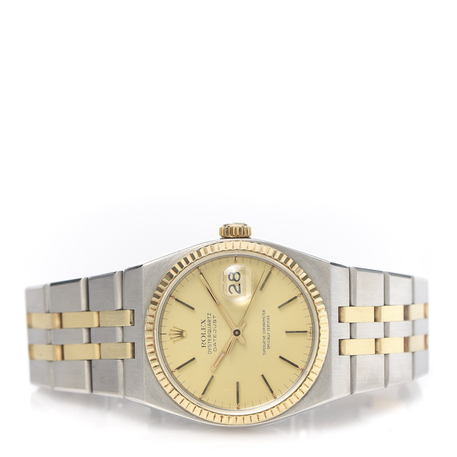 Rolex Stainless Steel 18K Yellow Gold 36mm Oysterquartz Datejust Watch Champagne 17013 3 of 6
