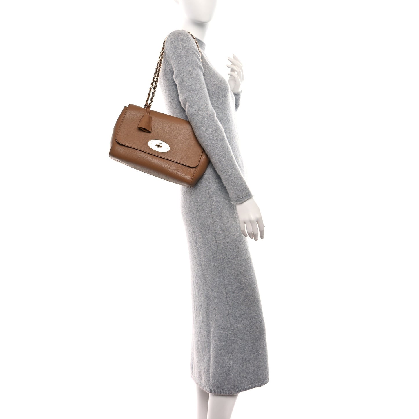 Small Classic Grain Calfskin Medium Lily Flap Brown