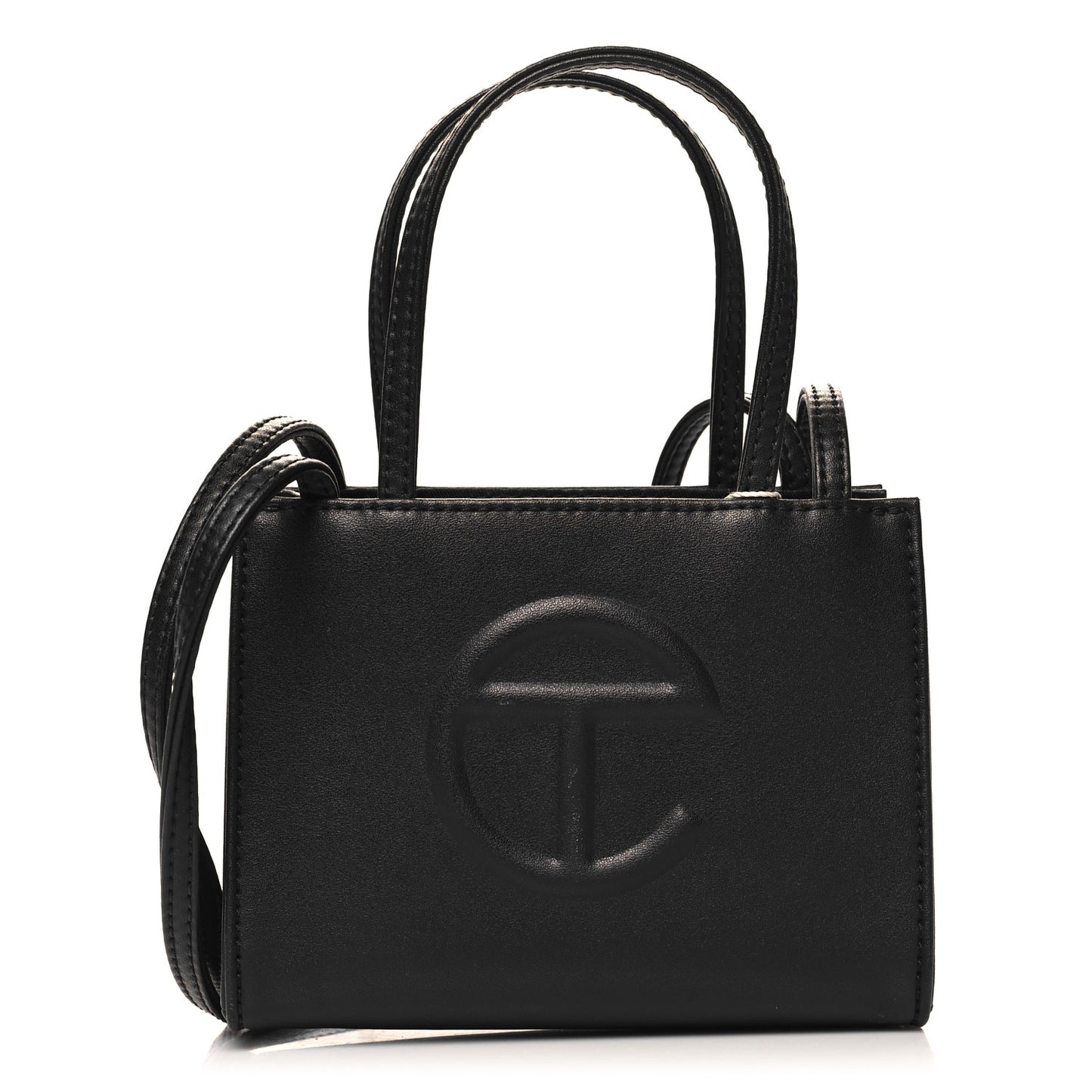 Vegan Leather Small Shopping Bag Black