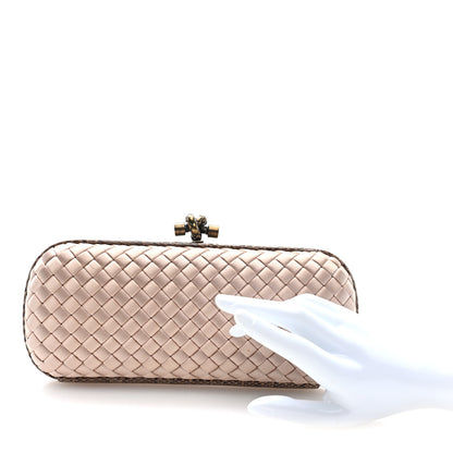 Bottega Veneta Satin Ayers Intrecciato Stretch Knot Clutch Nude 2 of 6