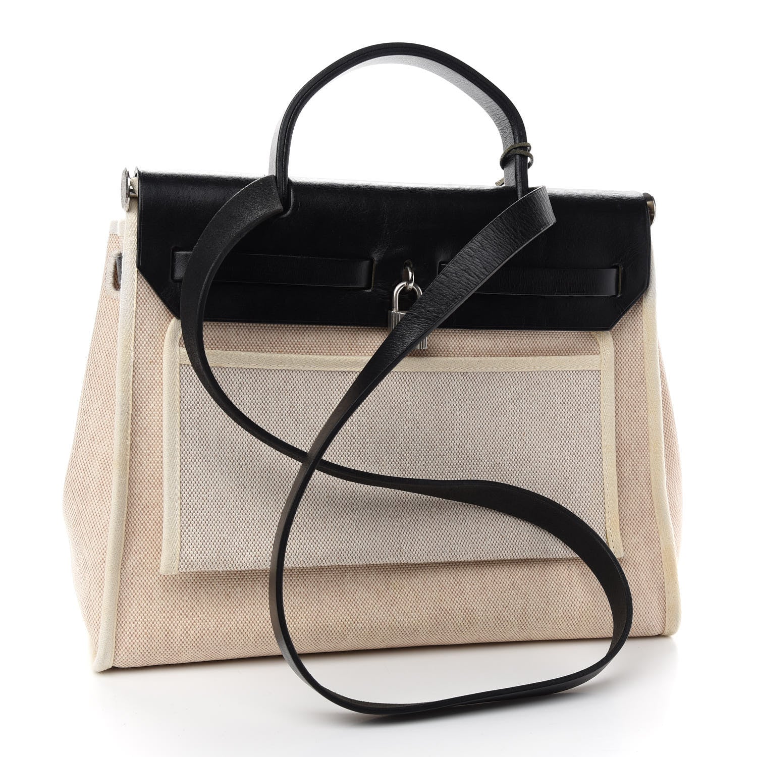 Hermes Toile Barenia Herbag 30 PM Natural Black 2 of 8