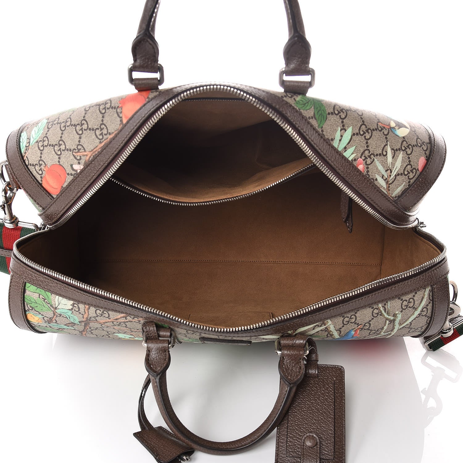 Gucci GG Supreme Monogram Tian Web Medium Duffle Beige Multicolor New Acero 6 of 17