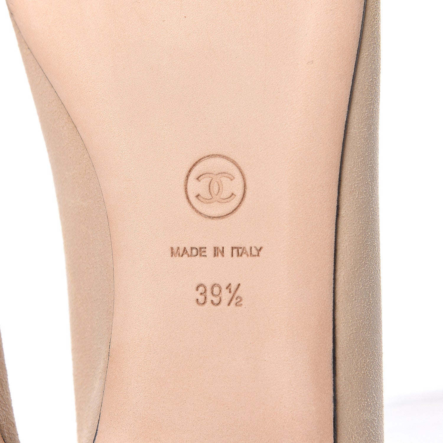 Chanel Suede Grosgrain Peep Toe Ballerina Flats 39.5 Beige Black 6 of 8
